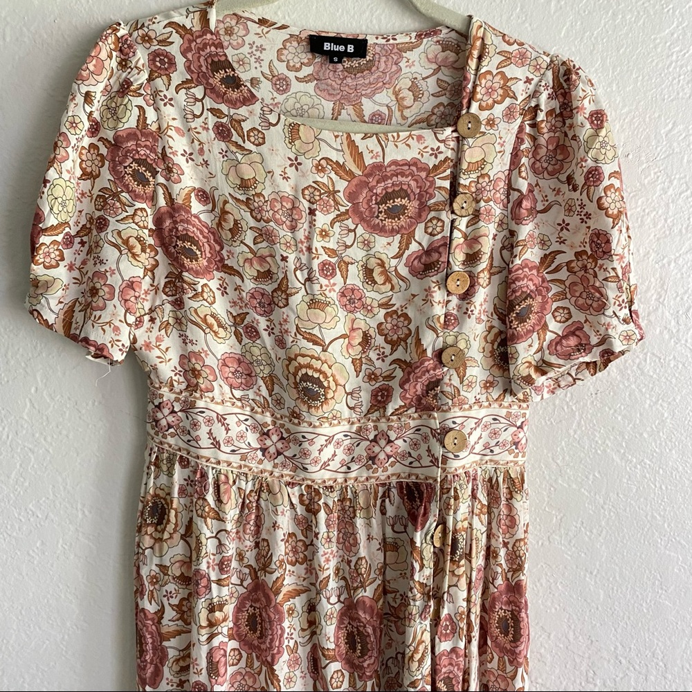 JessaKae Blue B NWOT floral boho dress size S
